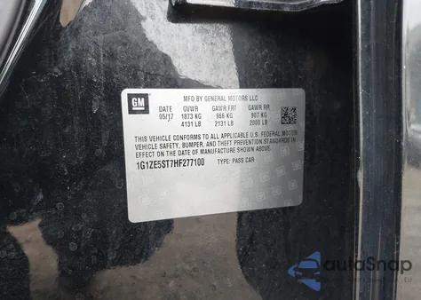 2017 Chevrolet Malibu 1Lt from USA, damaged, VIN 1G1ZE5ST7HF277100